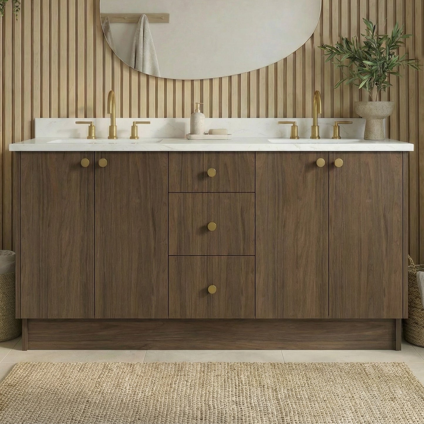 72" Pure Walnut Vanity – Double Sink