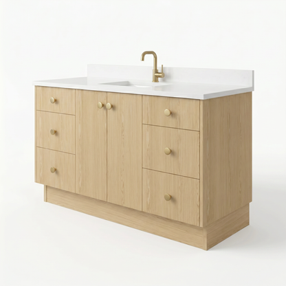 60" Ivory Oak Vanity – Single Sink