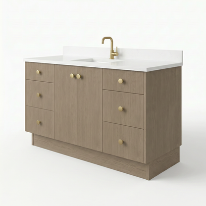 60" Manhattan Oak Vanity – Single Sink
