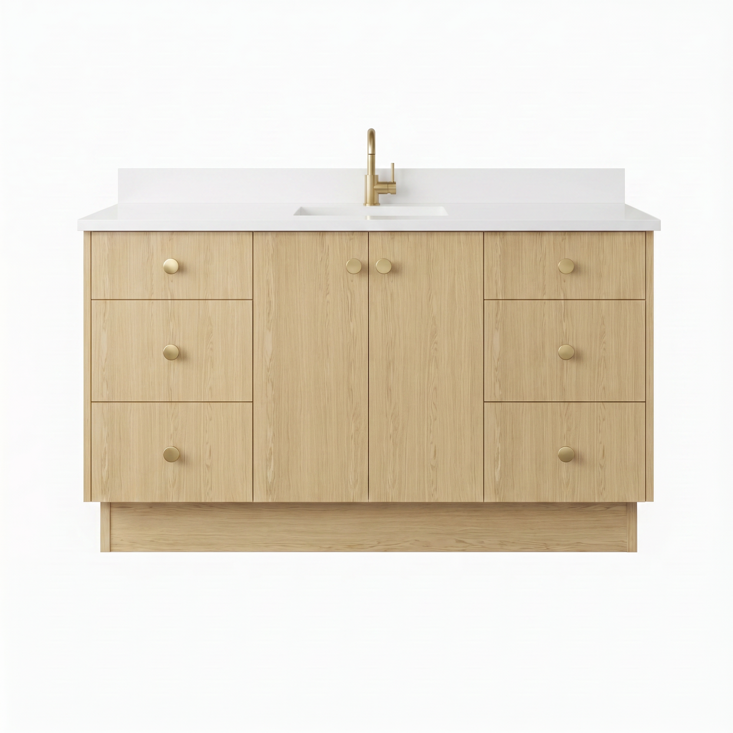 60" Ivory Oak Vanity – Single Sink