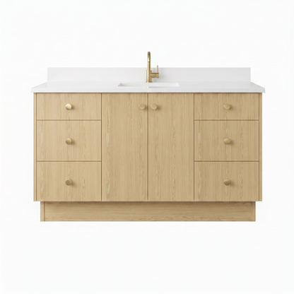 60" Ivory Oak Vanity – Single Sink