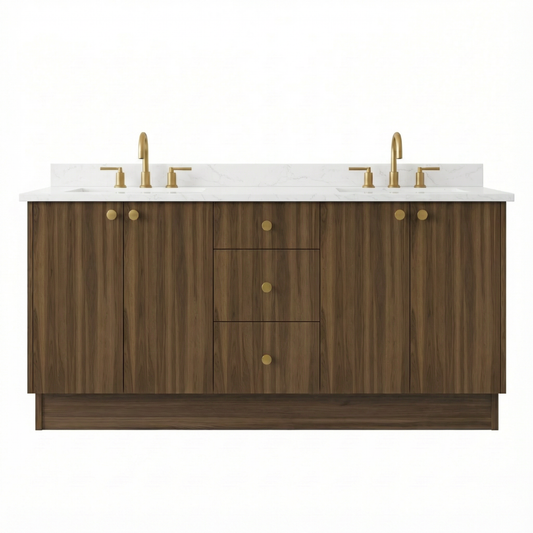 72" Smoked Walnut Vanity – Double Sink
