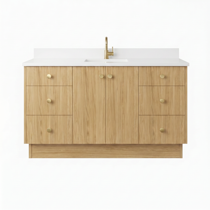 60" Natural Oak Vanity – Single Sink