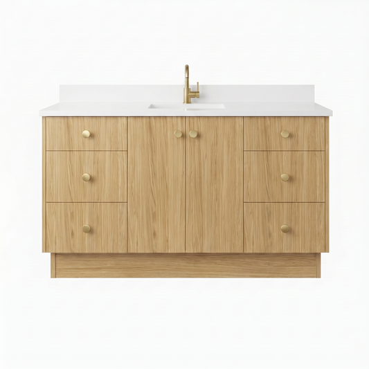 60" Natural Oak Vanity – Single Sink