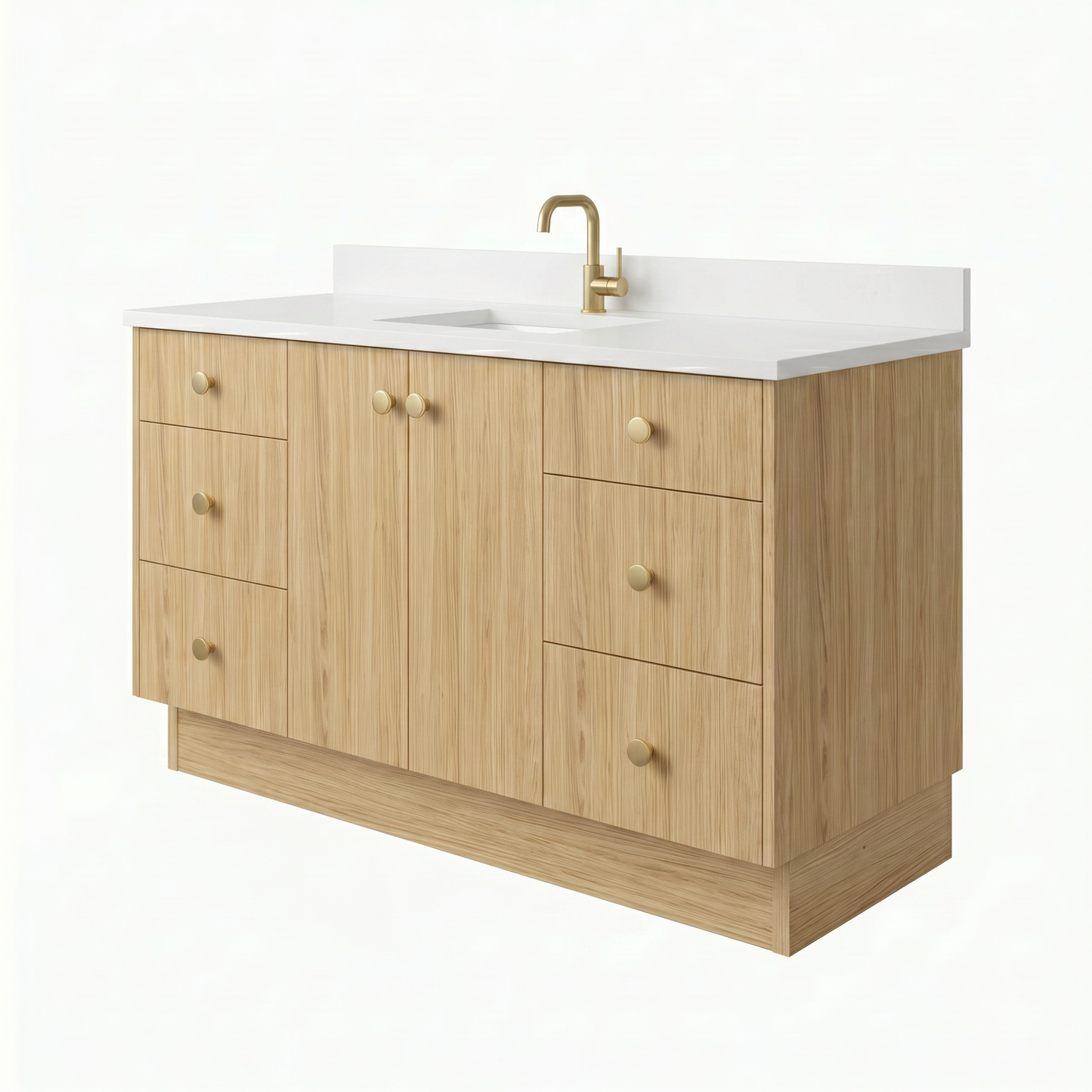60" Natural Oak Vanity – Single Sink