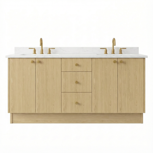 72" Ivory Oak Vanity – Double Sink