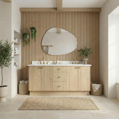 72" Milk Oak Vanity – Double Sink