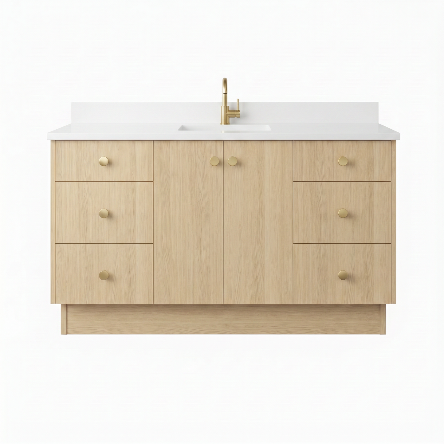 60" Milk Oak Vanity – Single Sink