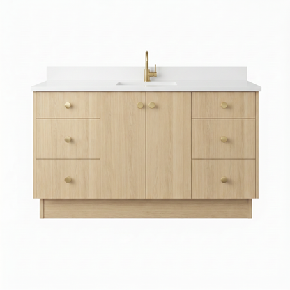 60" Milk Oak Vanity – Single Sink