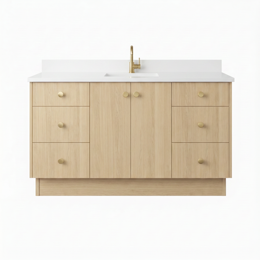 60" Milk Oak Vanity – Single Sink
