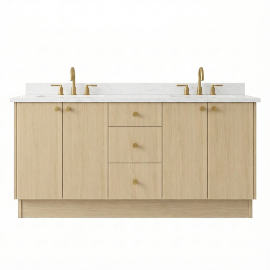 72" Milk Oak Vanity – Double Sink