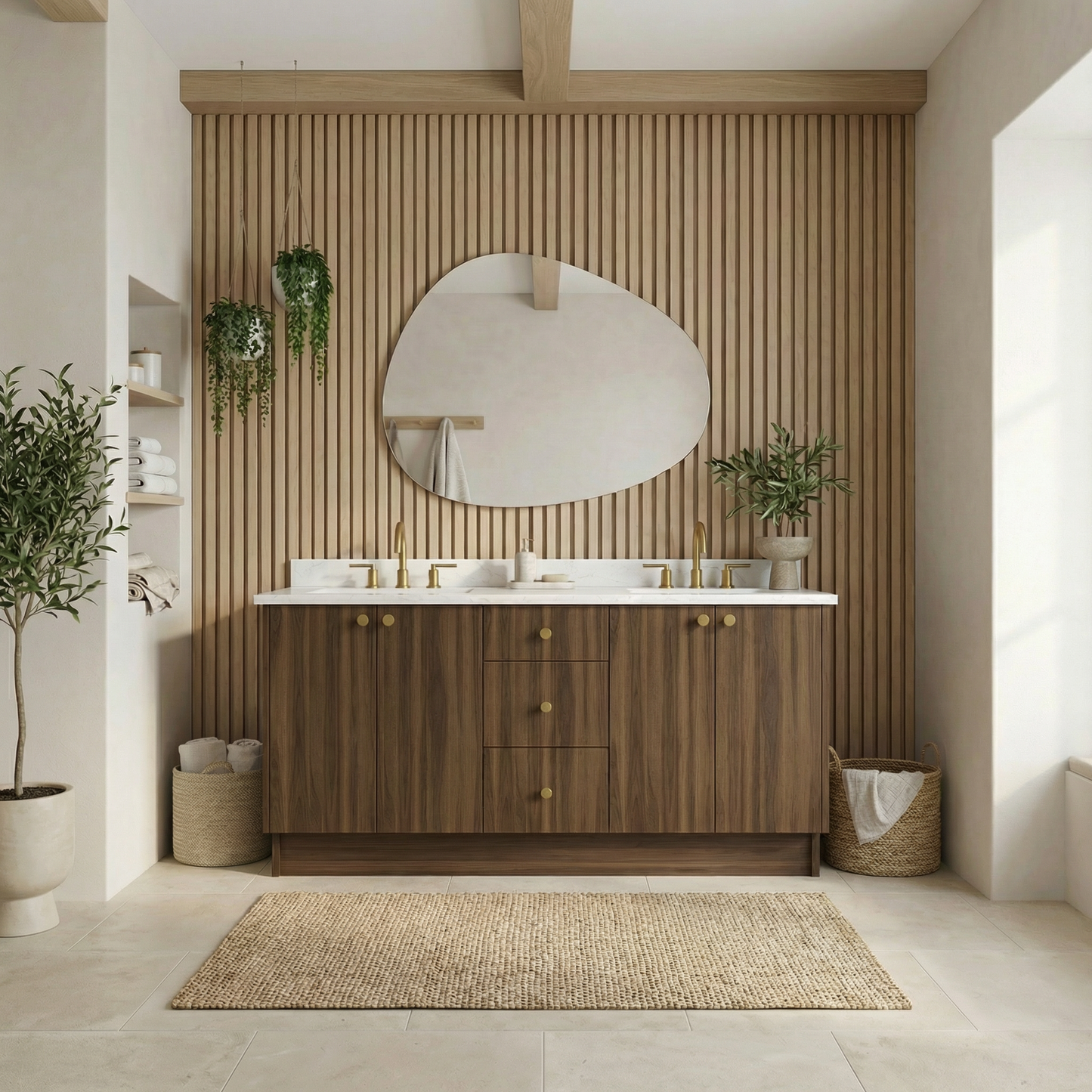 72" Smoked Walnut Vanity – Double Sink