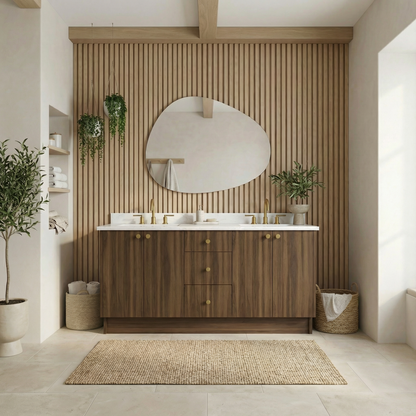 72" Smoked Walnut Vanity – Double Sink
