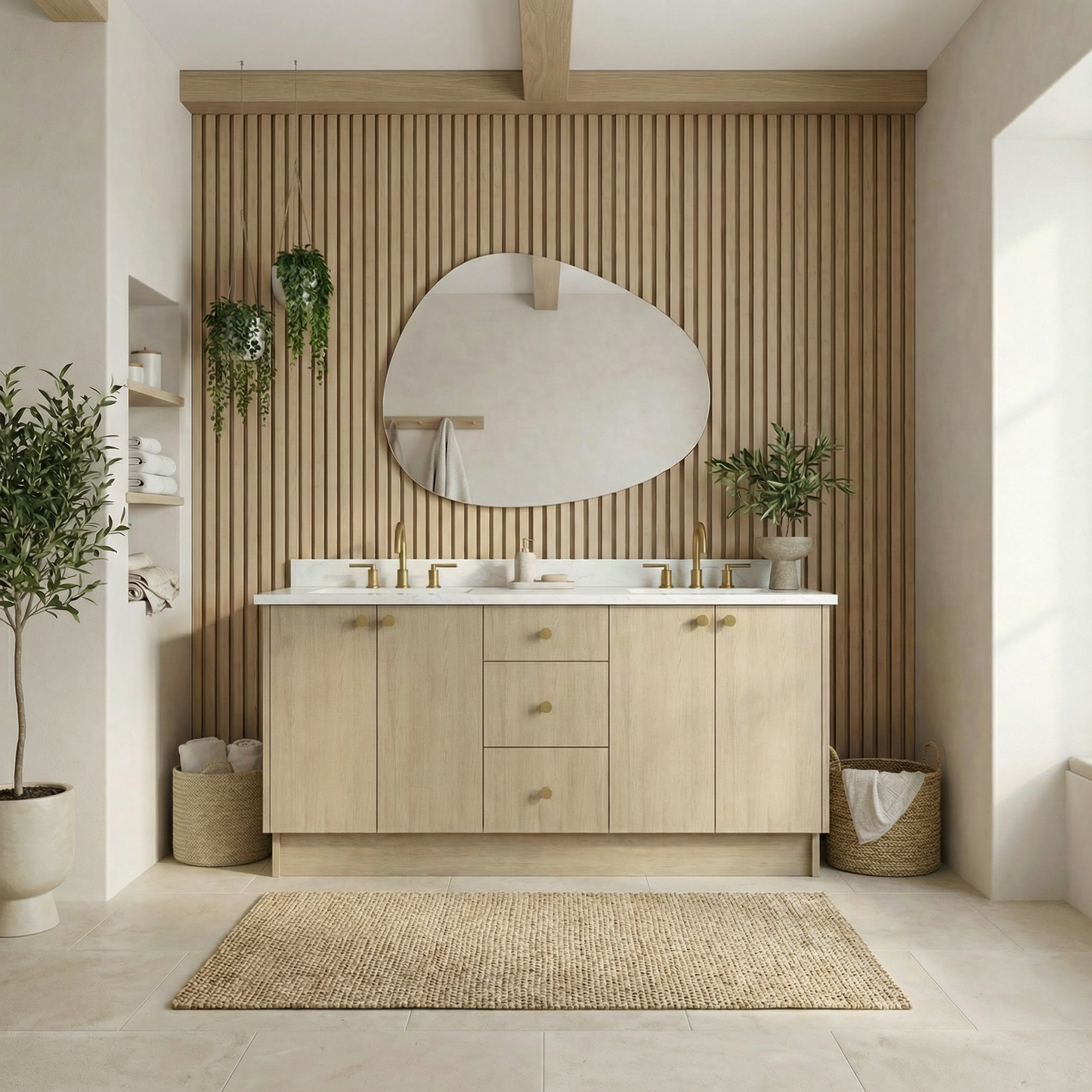 72" Desert Oak Vanity – Double Sink