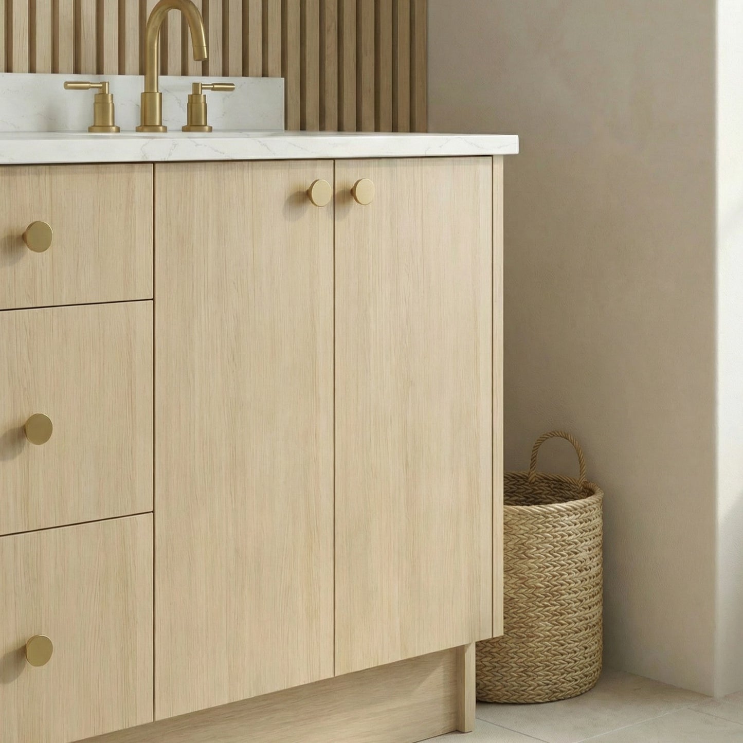 72" Milk Oak Vanity – Double Sink
