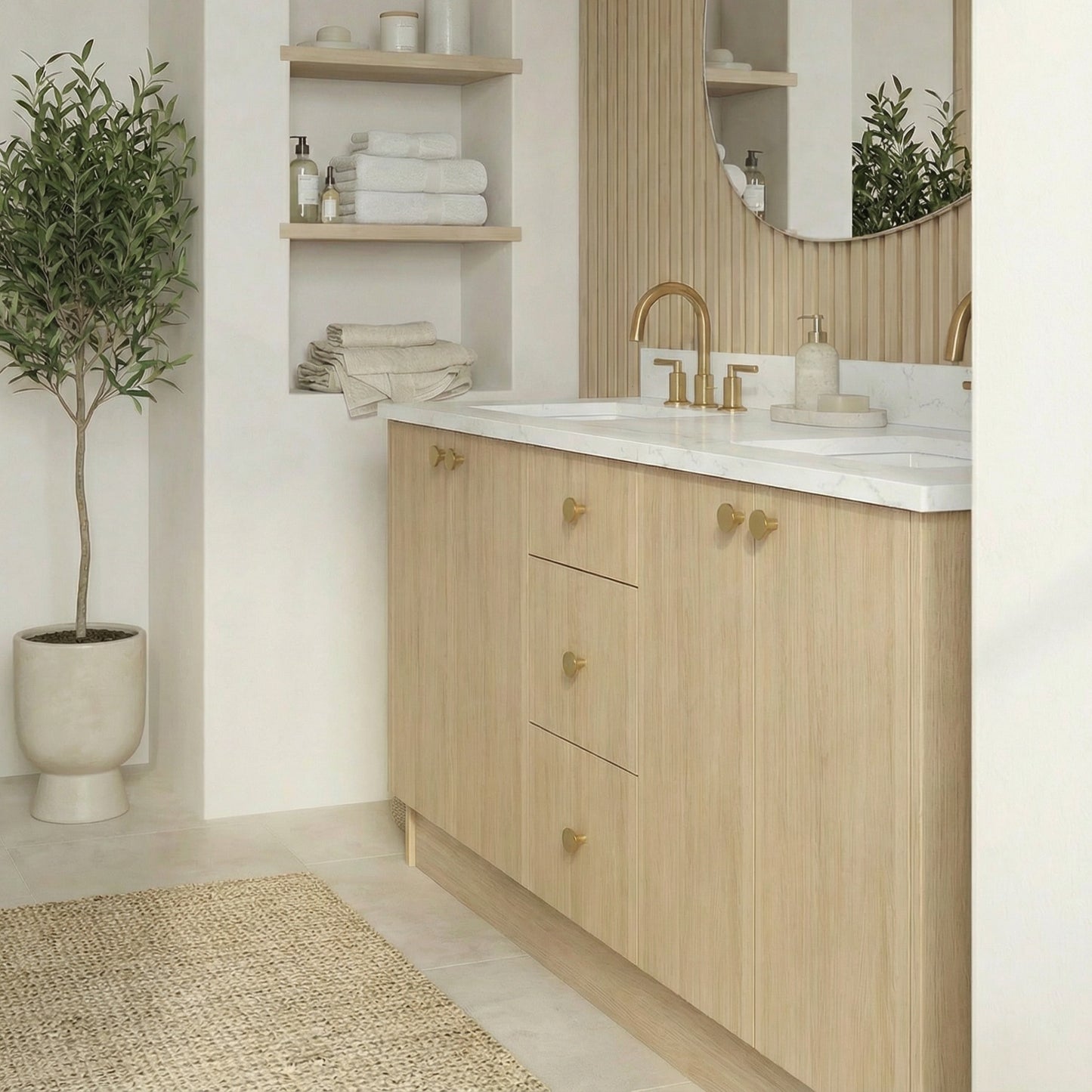 72" Milk Oak Vanity – Double Sink