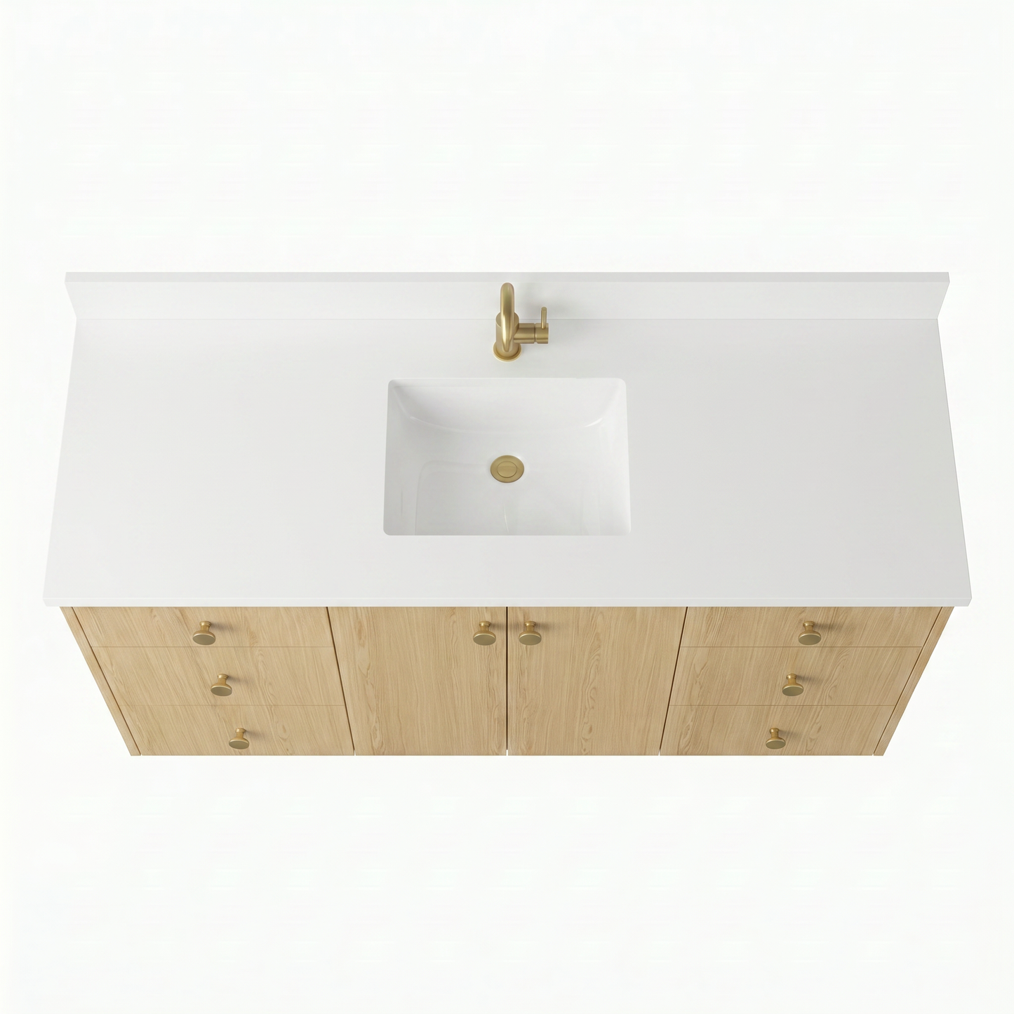 60" Ivory Oak Vanity – Single Sink