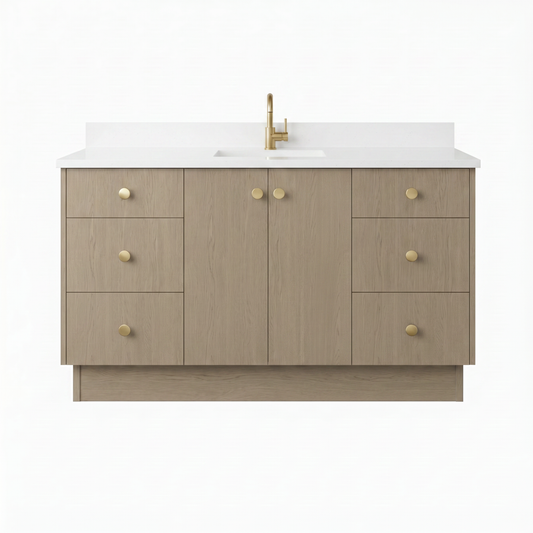 60" Manhattan Oak Vanity – Single Sink