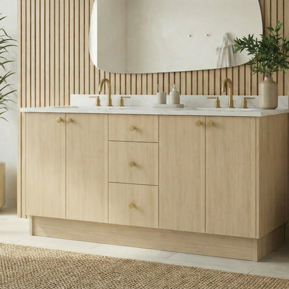 72" Milk Oak Vanity – Double Sink
