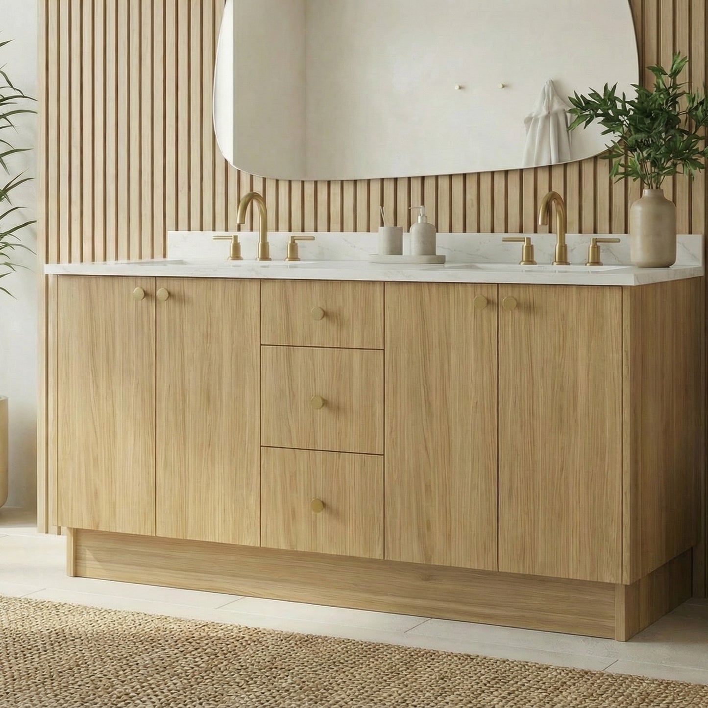 72" Natural Oak Vanity – Double Sink