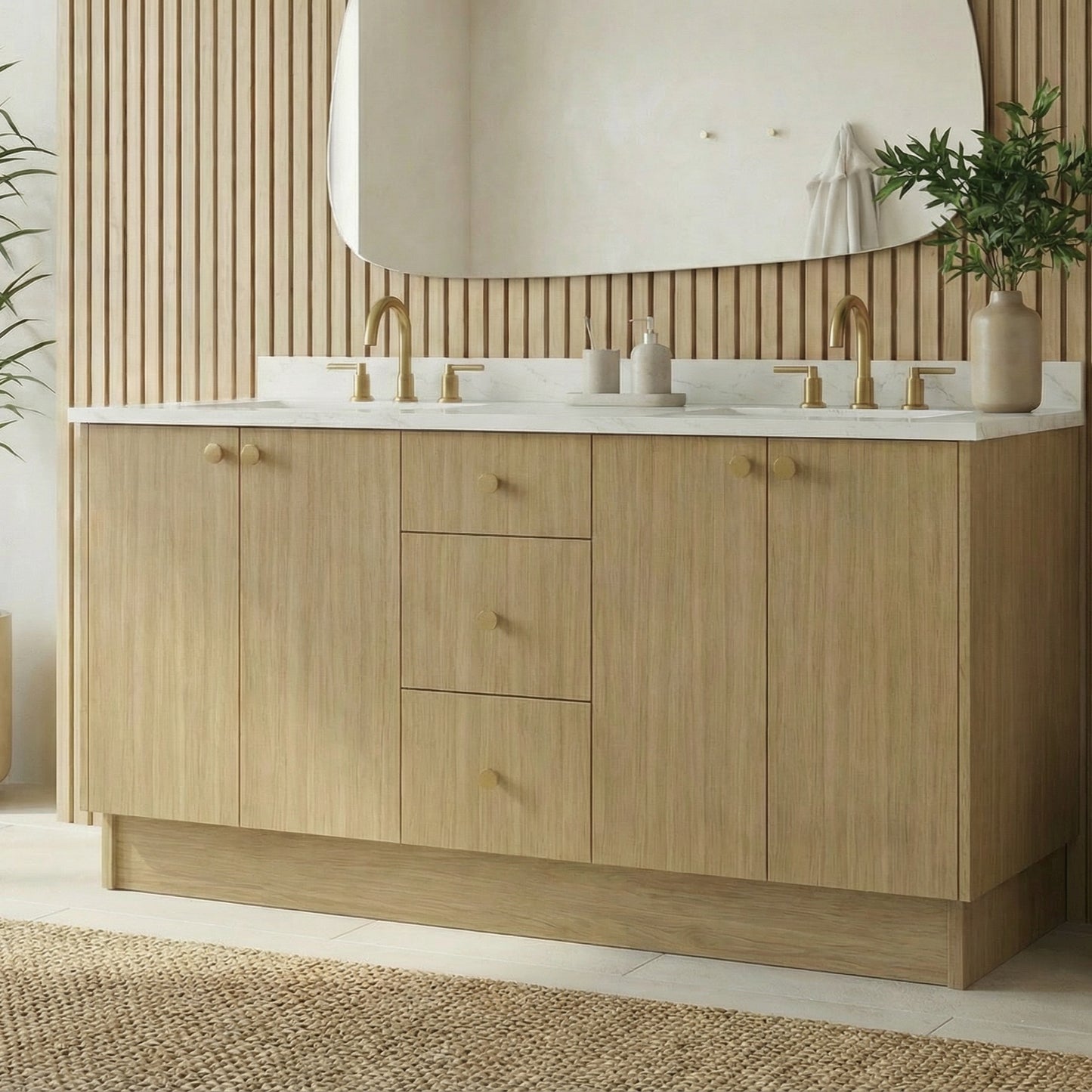 72" Sahara Oak Vanity – Double Sink