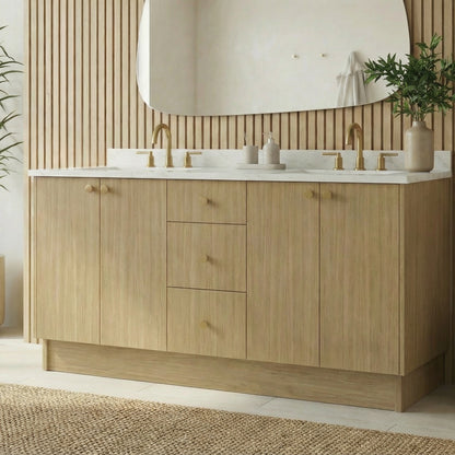 72" Sahara Oak Vanity – Double Sink