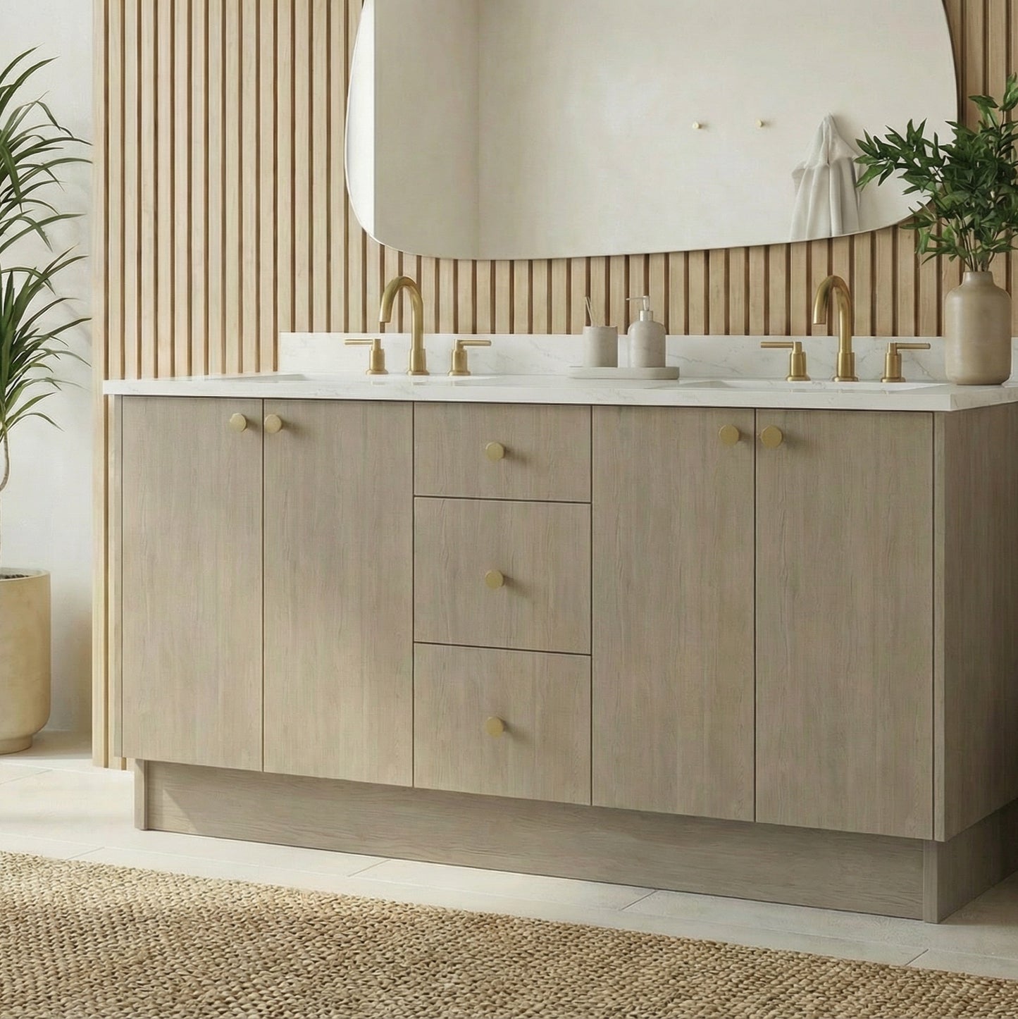 72" Manhattan Oak Vanity – Double Sink