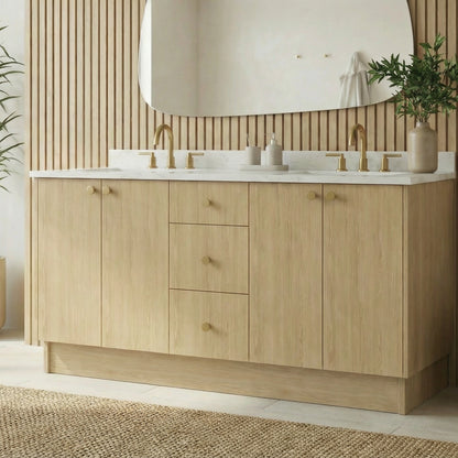 72" Ivory Oak Vanity – Double Sink
