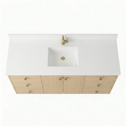 60" Milk Oak Vanity – Single Sink