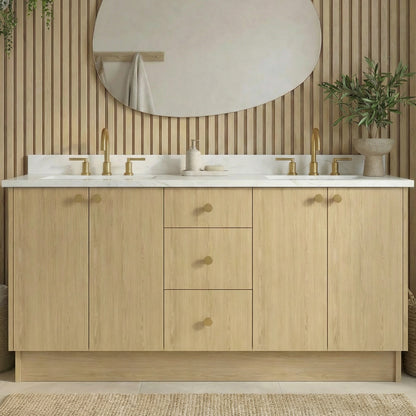 72" Ivory Oak Vanity – Double Sink