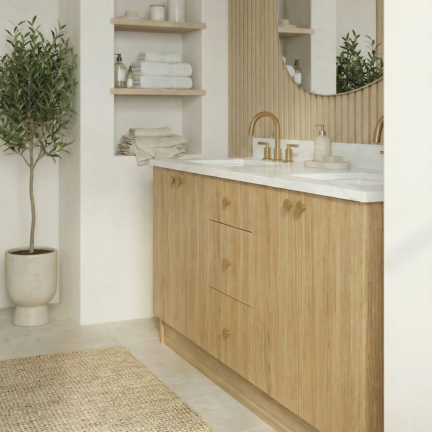 72" Natural Oak Vanity – Double Sink