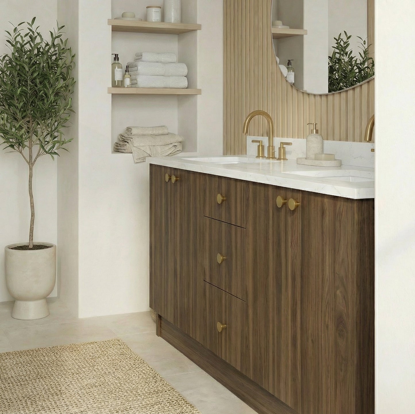 72" Smoked Walnut Vanity – Double Sink