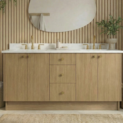 72" Sahara Oak Vanity – Double Sink