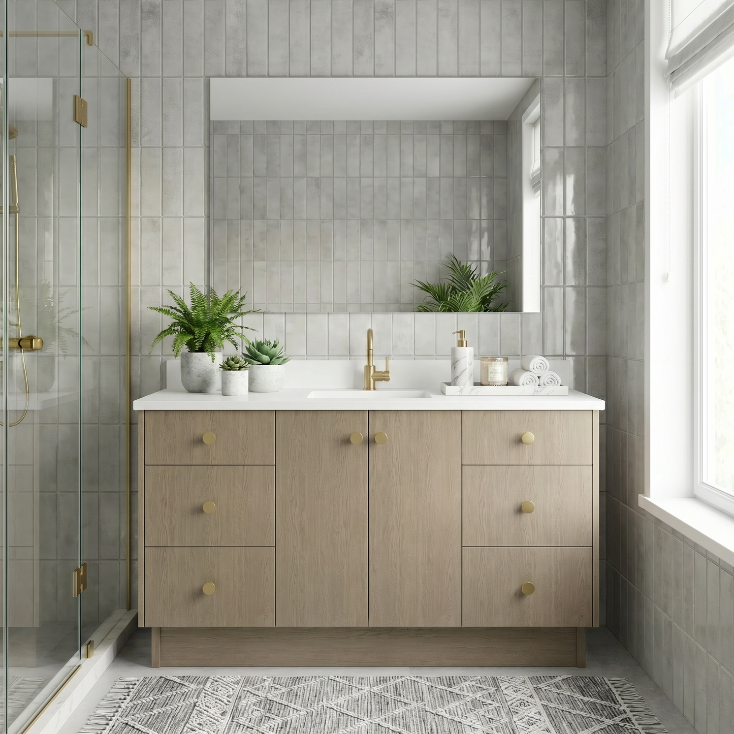 60" Manhattan Oak Vanity – Single Sink