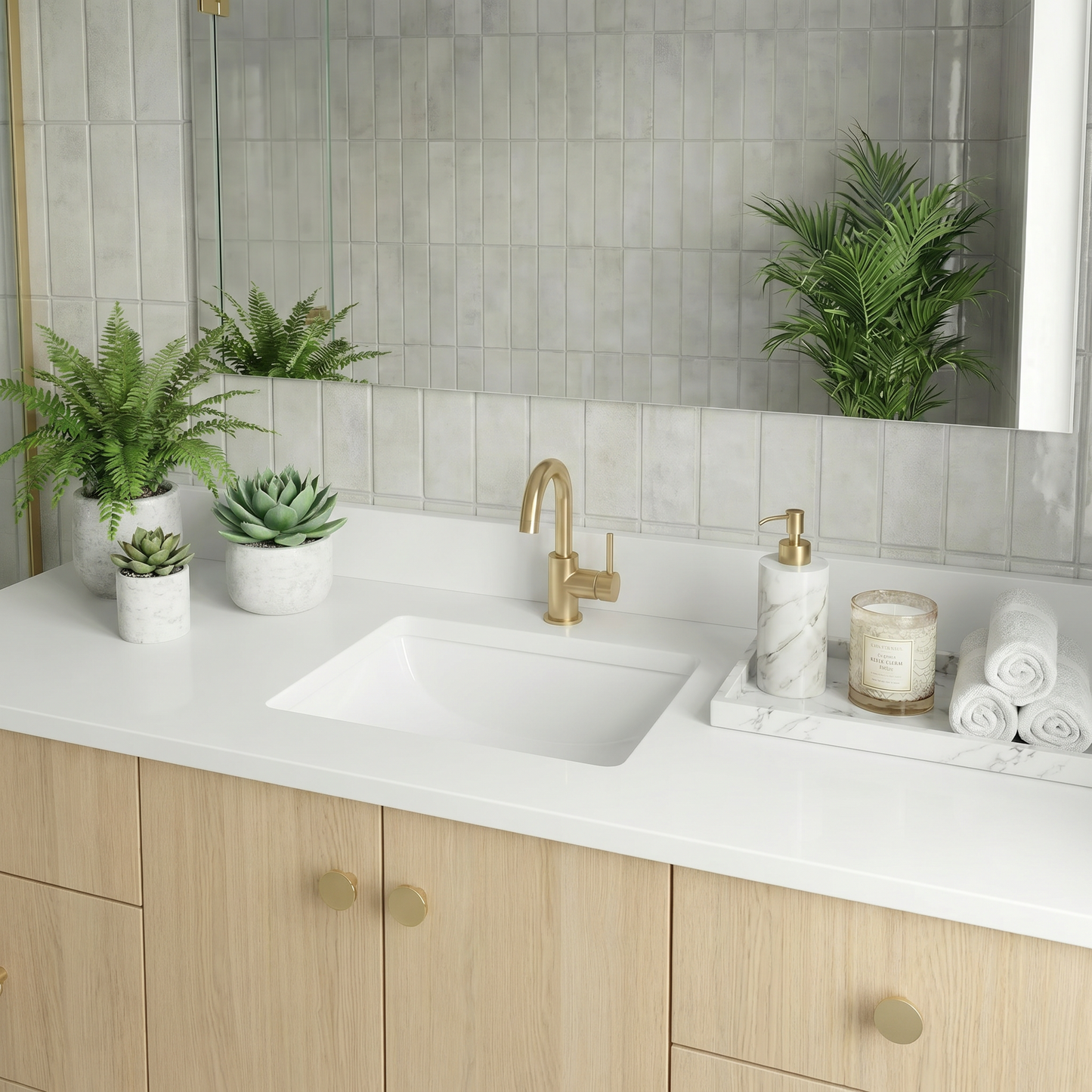 60" Milk Oak Vanity – Single Sink