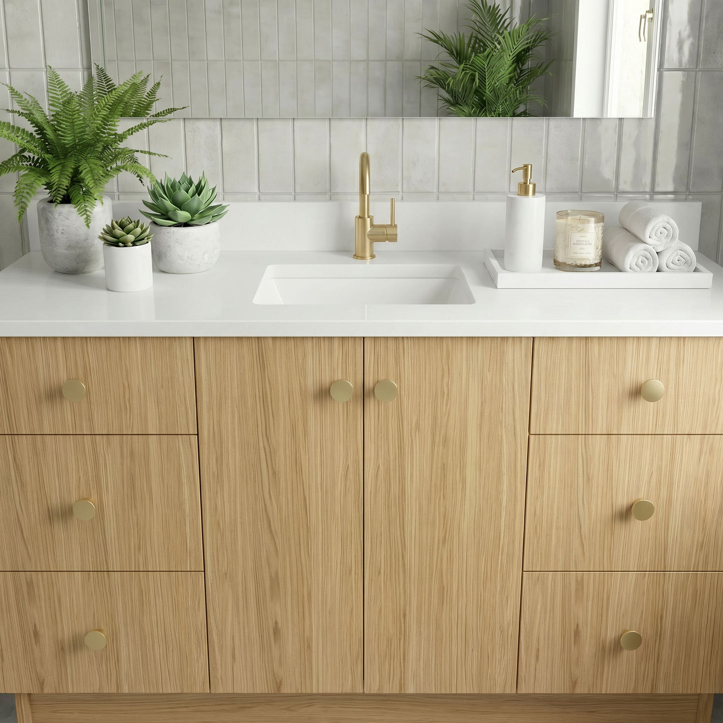 60" Natural Oak Vanity – Single Sink