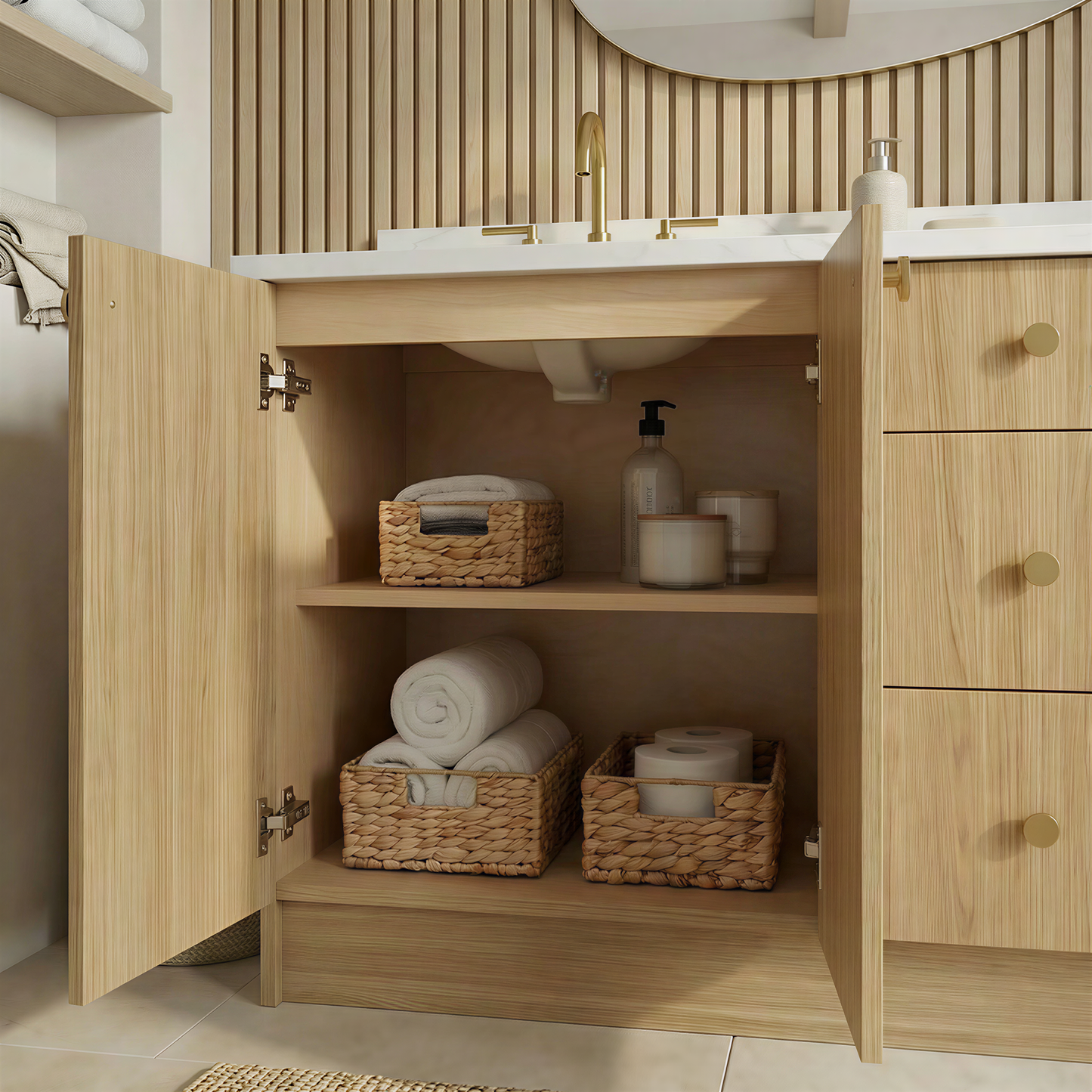72" Natural Oak Vanity – Double Sink