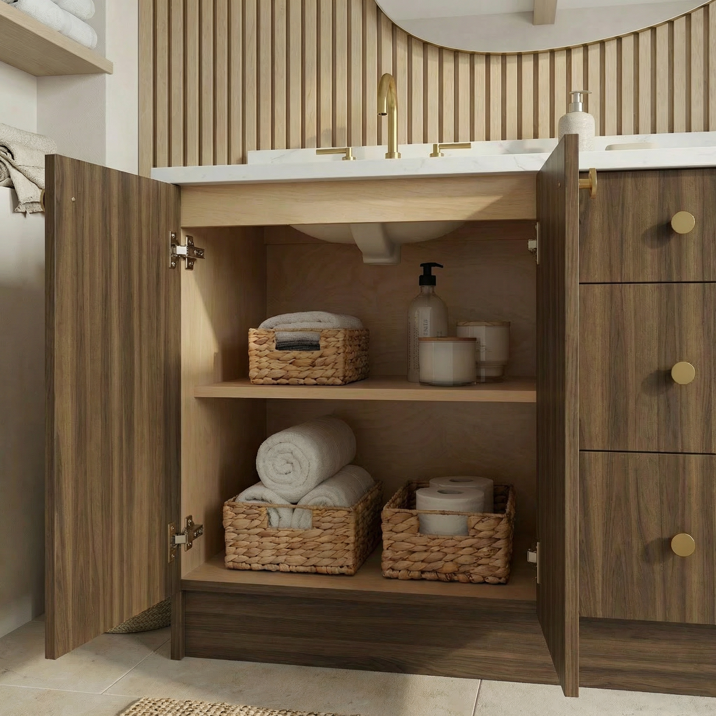 72" Smoked Walnut Vanity – Double Sink