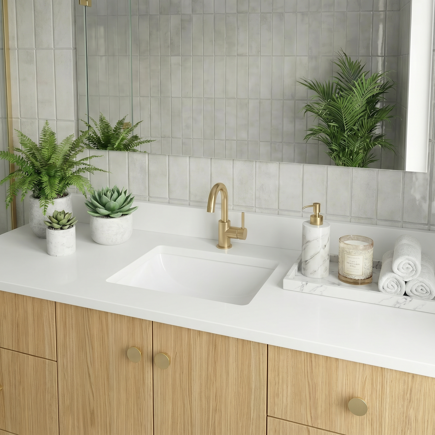 60" Natural Oak Vanity – Single Sink
