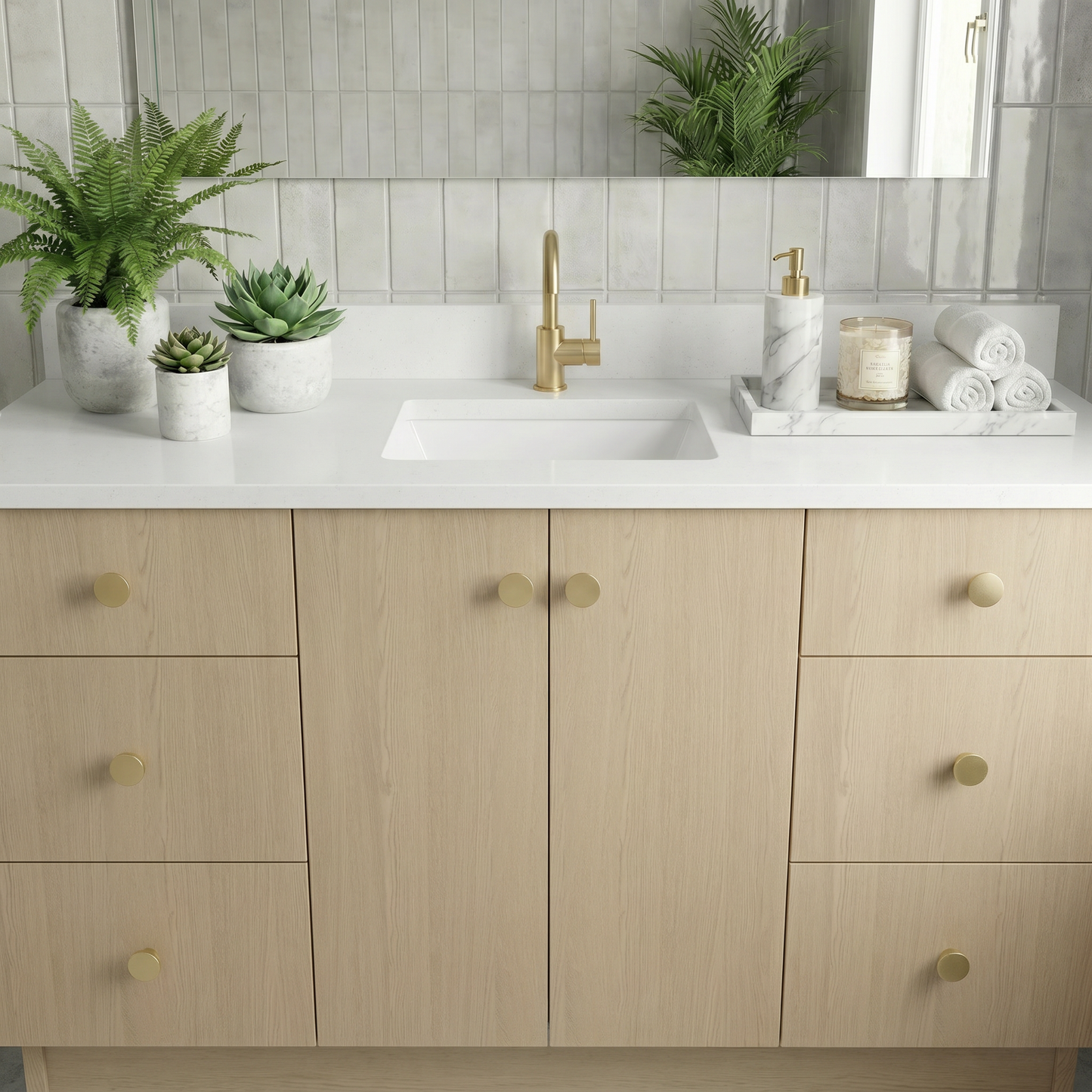 60" Desert Oak Vanity – Single Sink