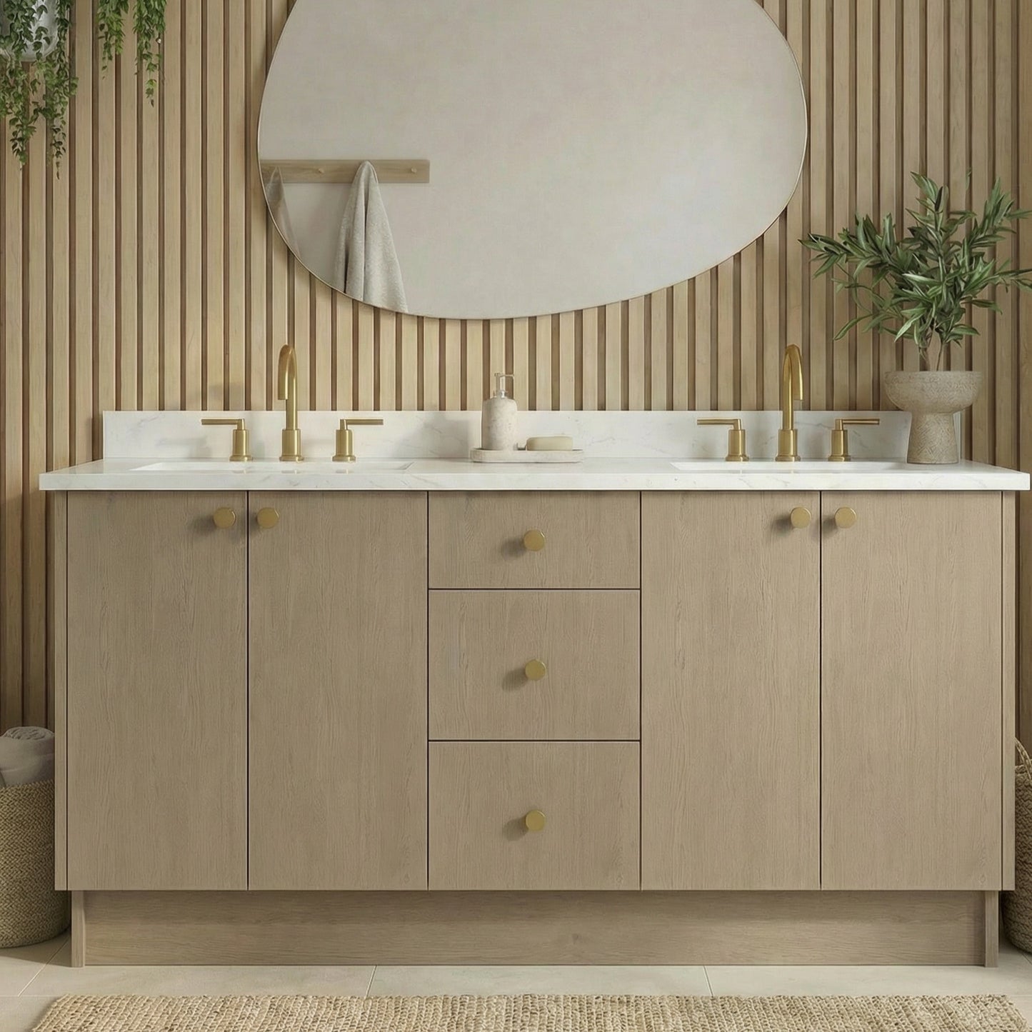 72" Manhattan Oak Vanity – Double Sink