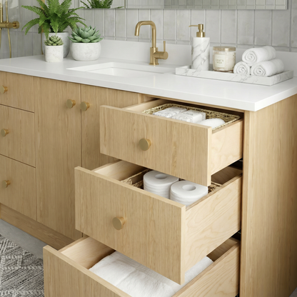 60" Ivory Oak Vanity – Single Sink