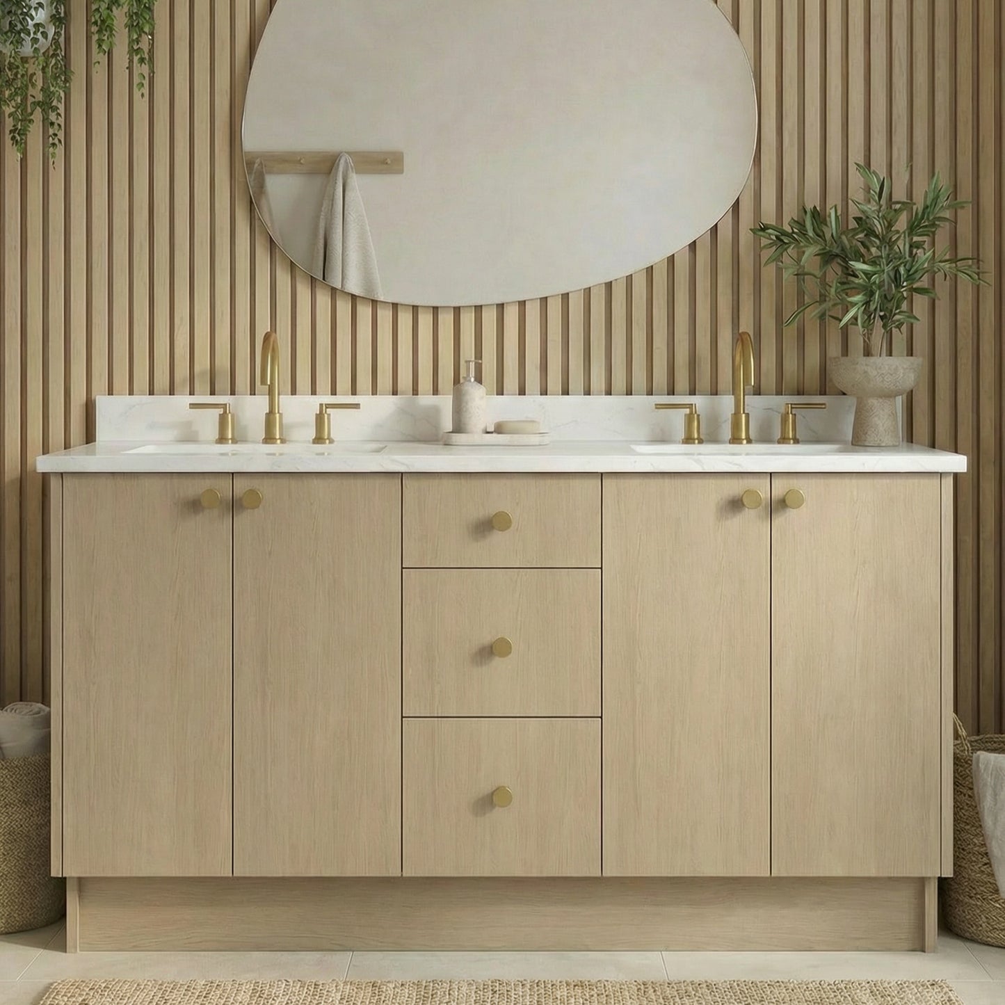 72" Desert Oak Vanity – Double Sink
