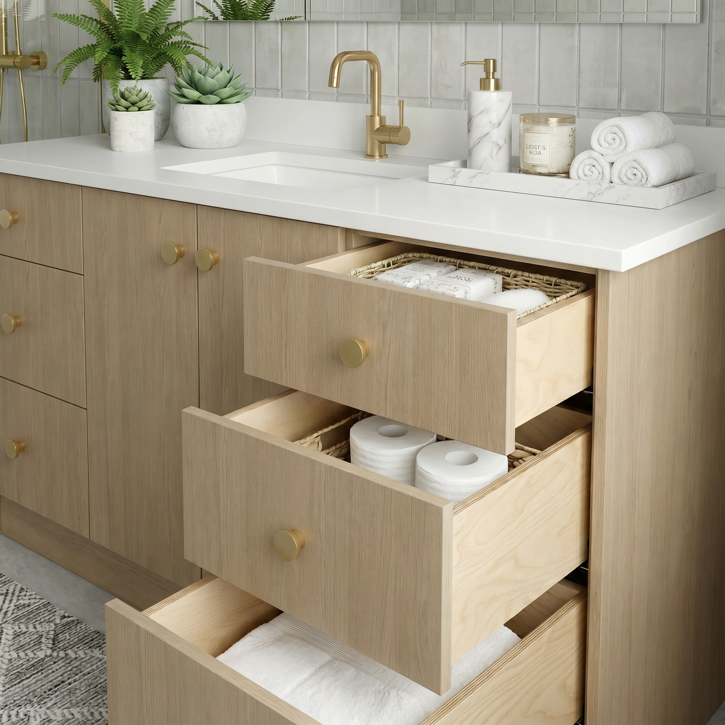 60" Desert Oak Vanity – Single Sink