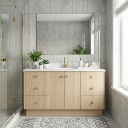 60" Milk Oak Vanity – Single Sink