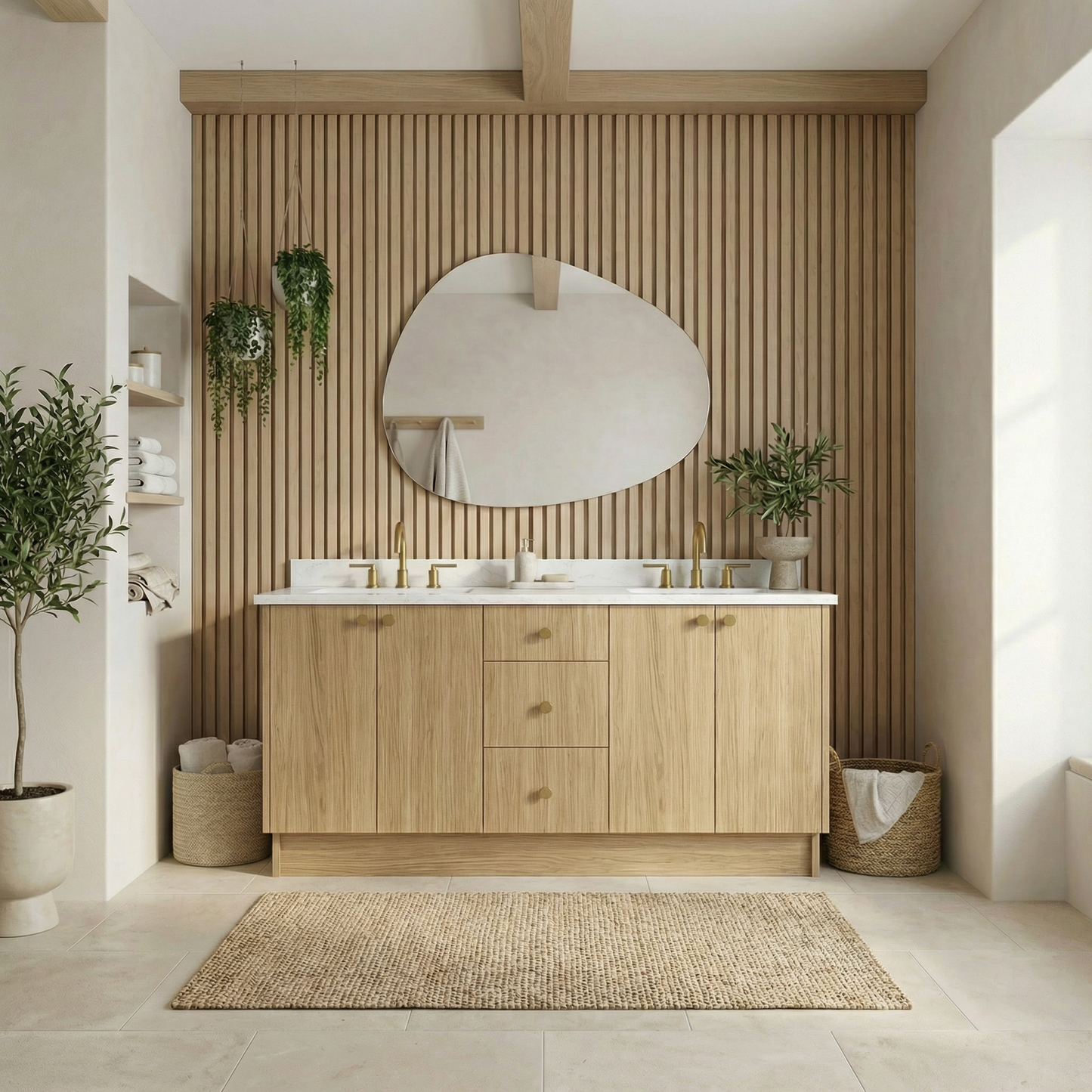 72" Natural Oak Vanity – Double Sink