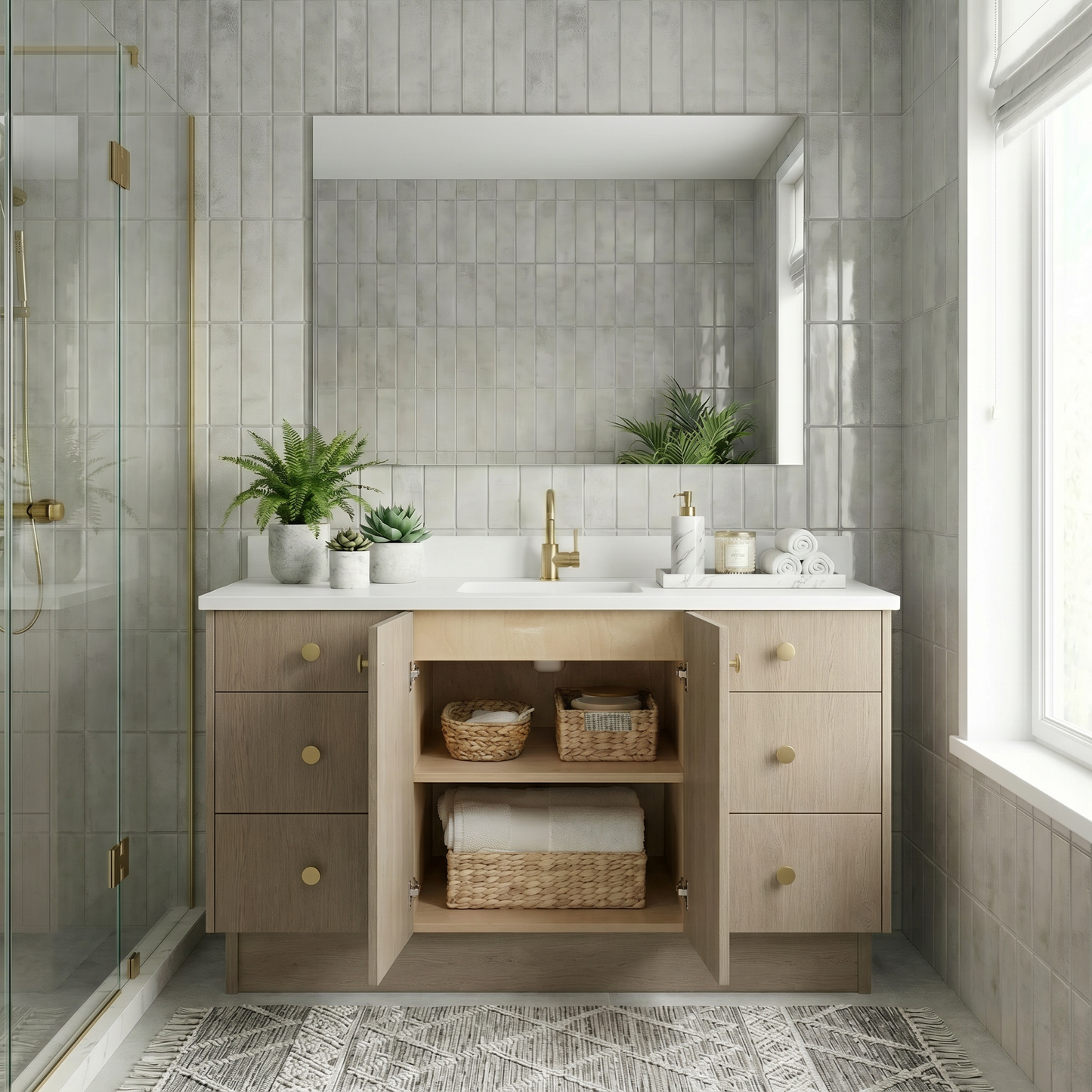 60" Manhattan Oak Vanity – Single Sink