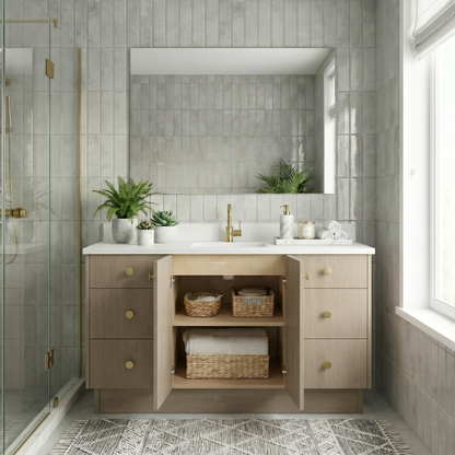60" Manhattan Oak Vanity – Single Sink
