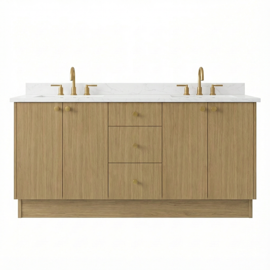 72" Sahara Oak Vanity – Double Sink