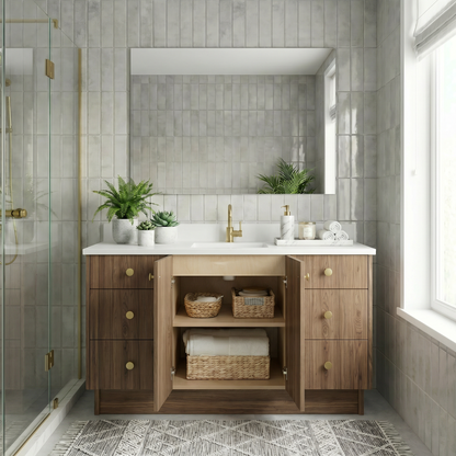 60" Frozen Walnut Vanity – Single Sink